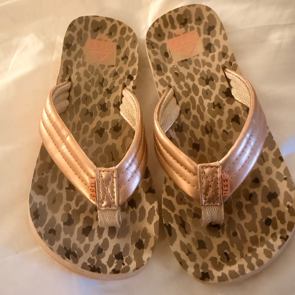 Little girls Reef Leopard Print Flip Flop Sandals size 13/1